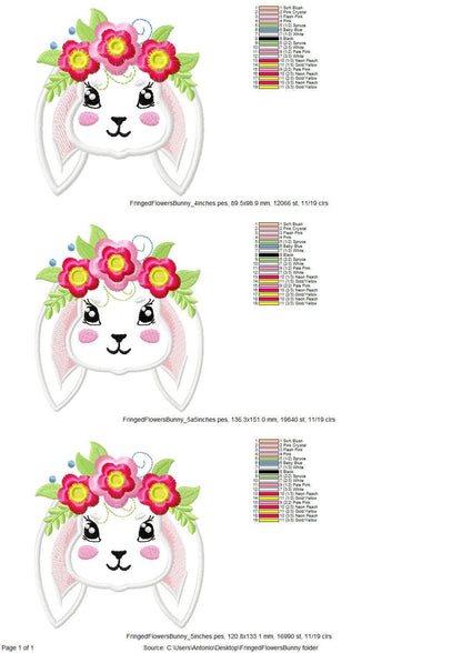 Fringed Floral Crown Cute Bunny Applique