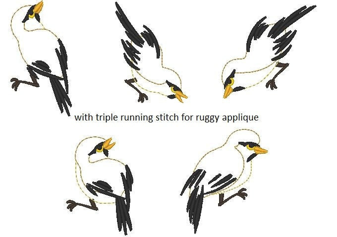 Sparrows set single files machine embroidery applique designs