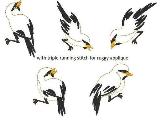 Sparrows set single files machine embroidery applique designs