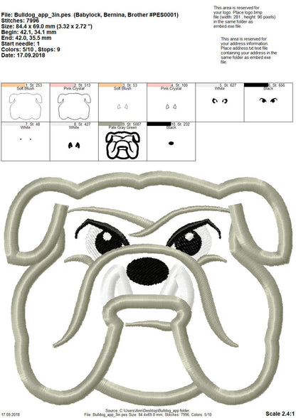 Bulldog Head Applique