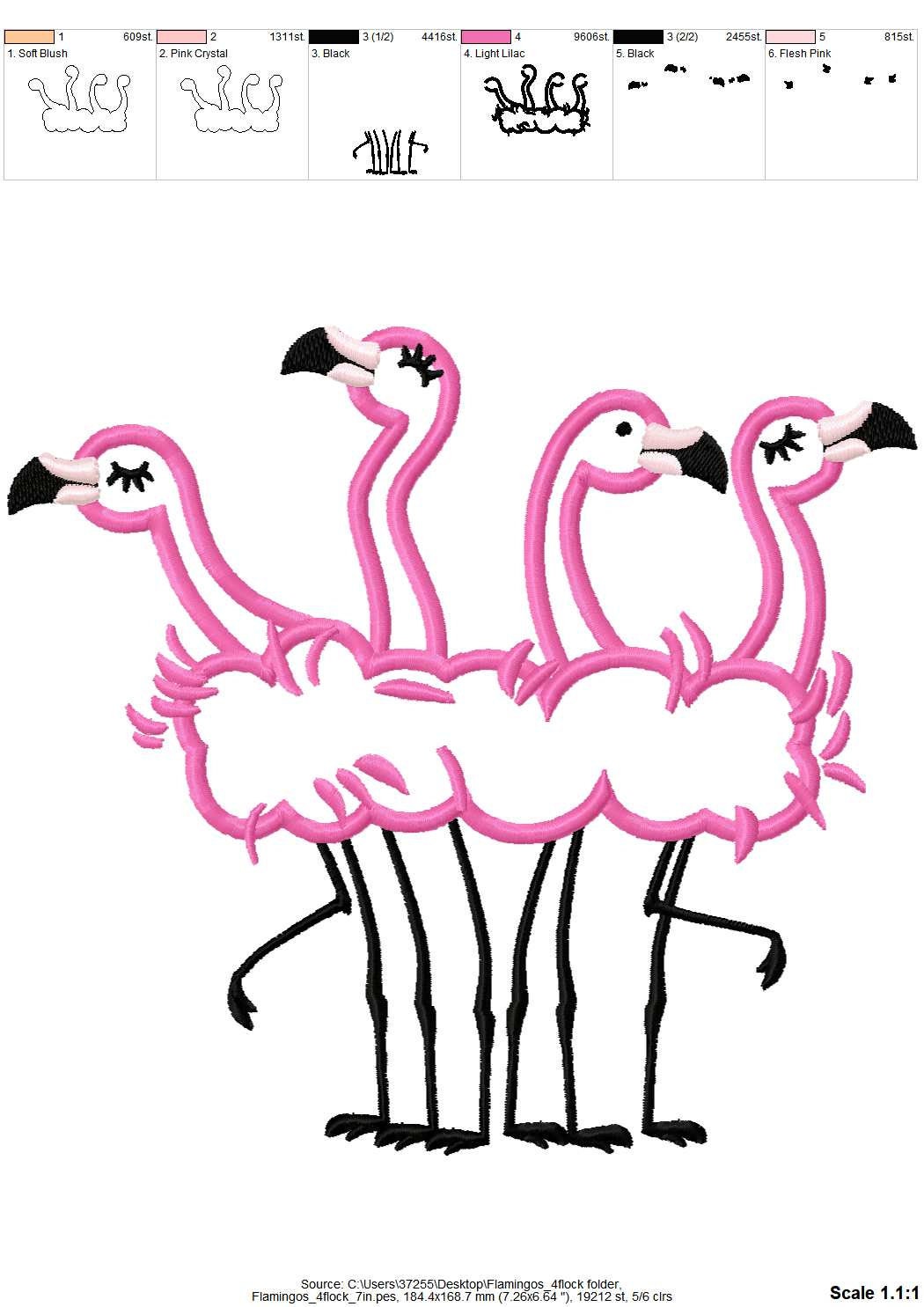 Flamingo Applique Flock of 4