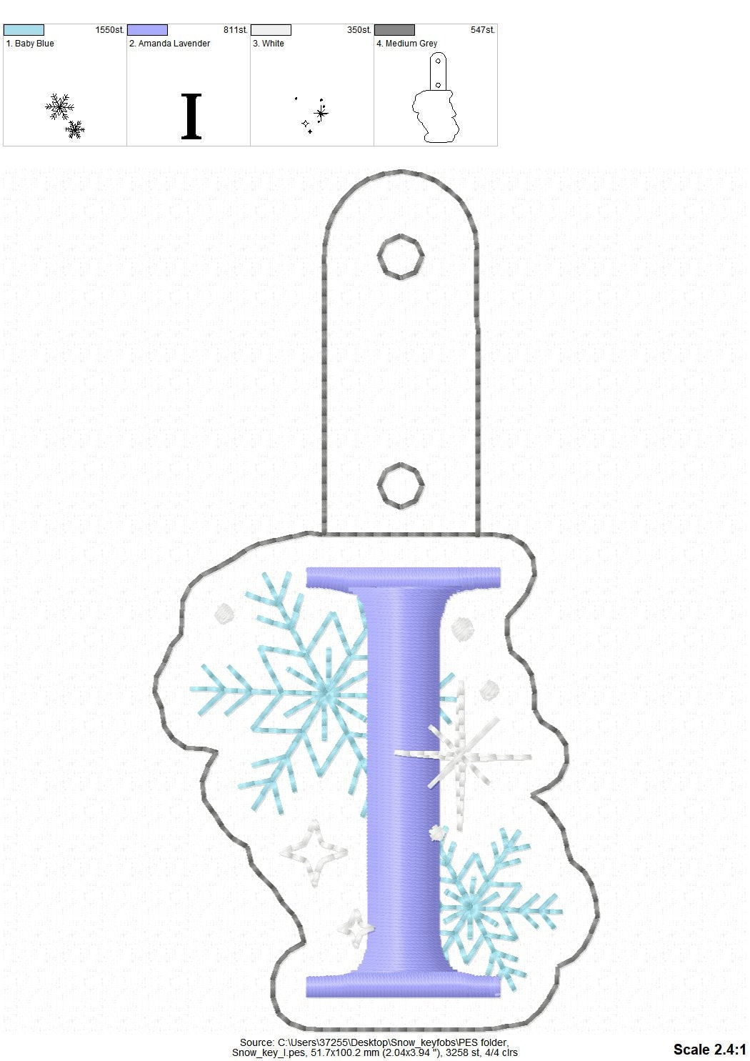 Christmas Snowflake Monogram Keychain