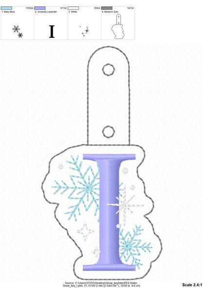 Christmas Snowflake Monogram Keychain