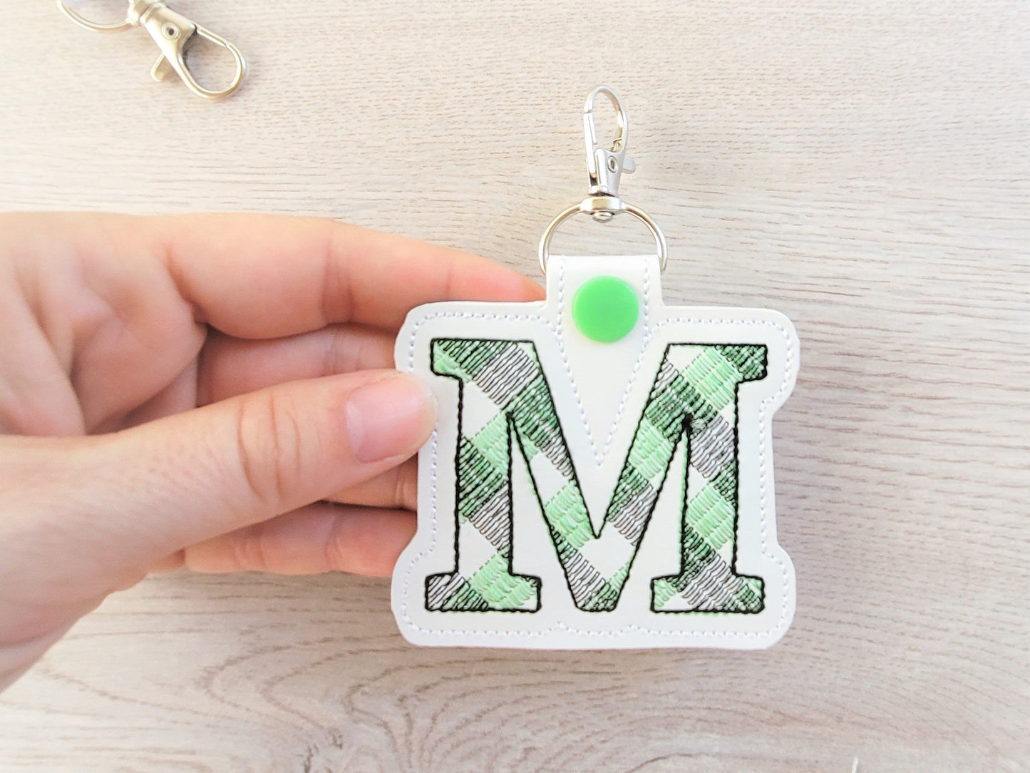 Christmas Gingham Monogram Keychain