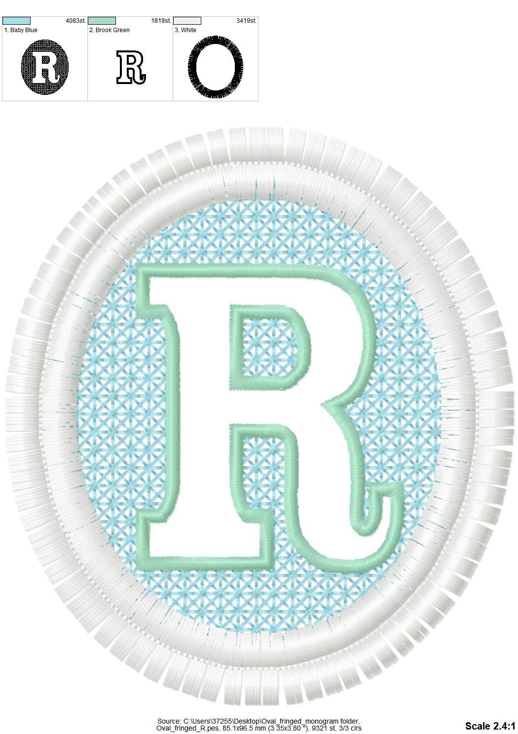 Fringed Monogram Frame and Embossed Font