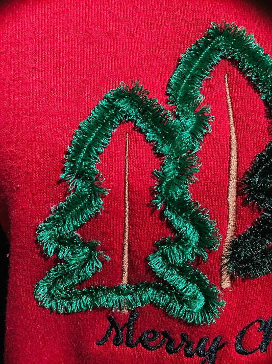 Fringed Christmas Tree Outline 3 In A Row
