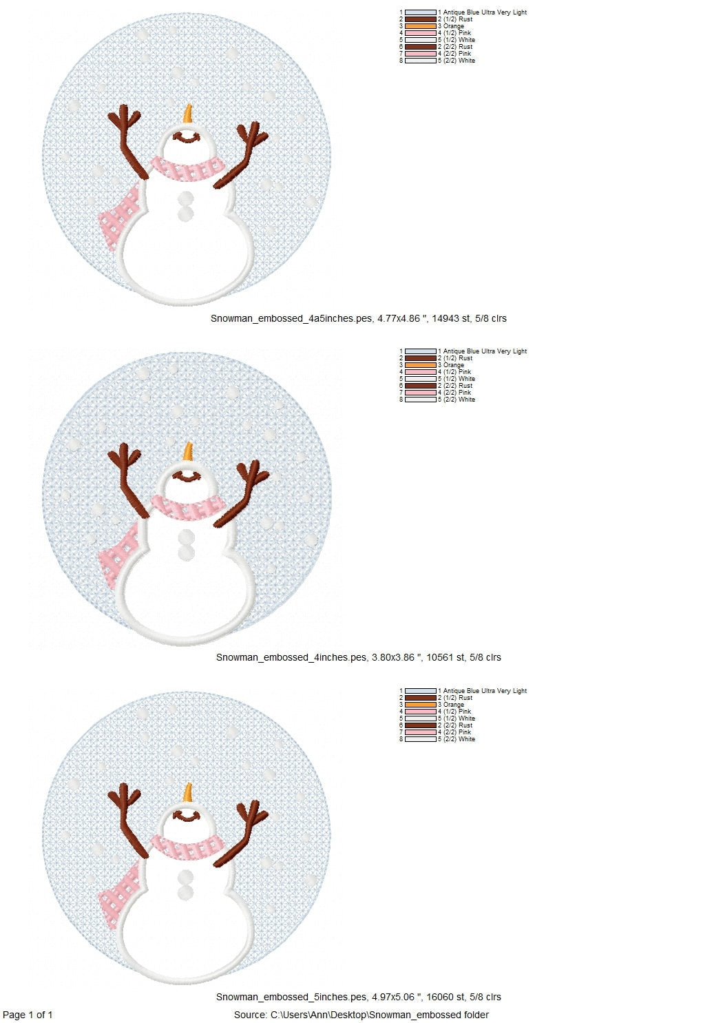 Embossed Towel Snowman