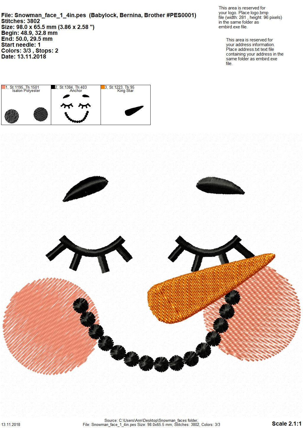Snowman Doll Face Set