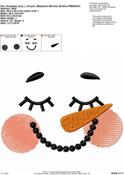 Snowman Doll Face Set