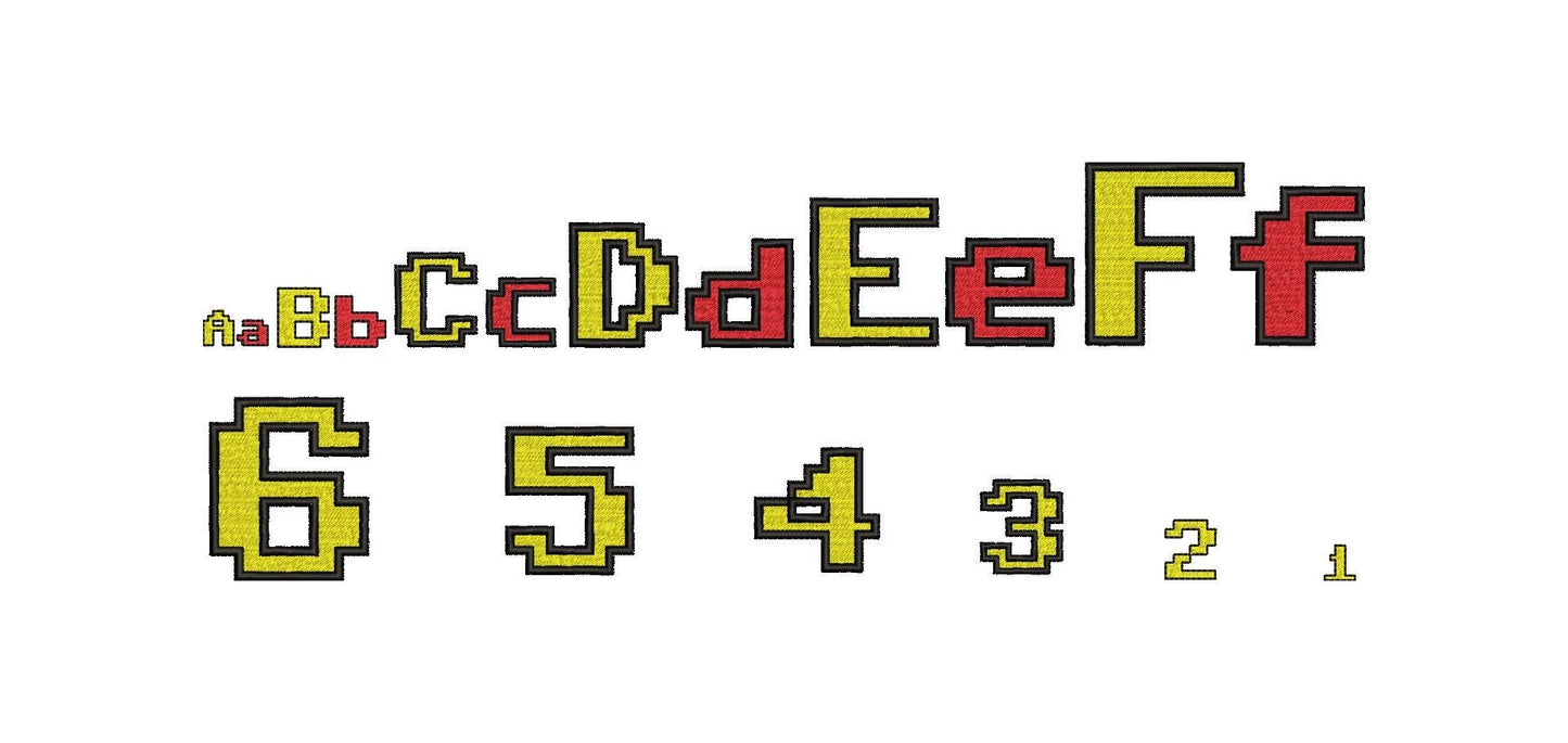 Fill Stitch Miner Bricks Pixel Font