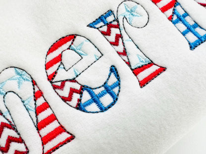 Patchwork American Flag Patterned Font