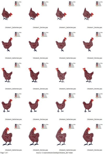 Hand Stitch Effect Chicken Set of 5