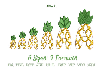 Tutti Frutti Pineapple fruit FONT machine embroidery designs in