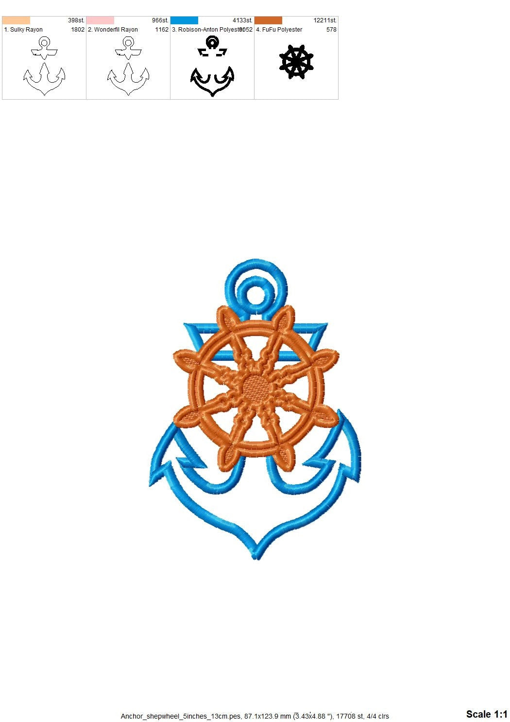 Anchor With Ship Wheel Applique