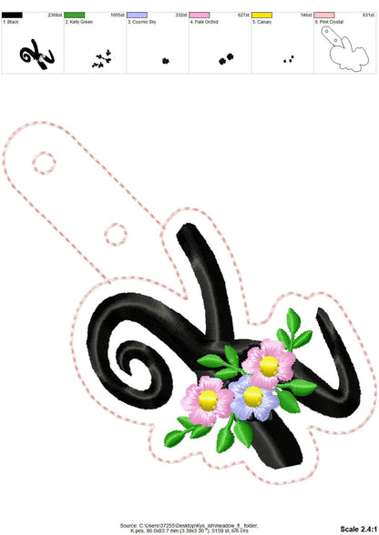 Meadow Floral Monogram Keychain ITH