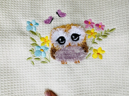 Fringed Fluffy Owl Floral Garden