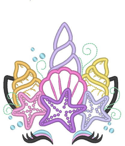 Mermaid Unicorn with Starfish and Shell