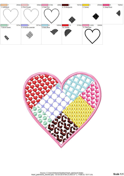 Patchwork Patterned Heart Applique