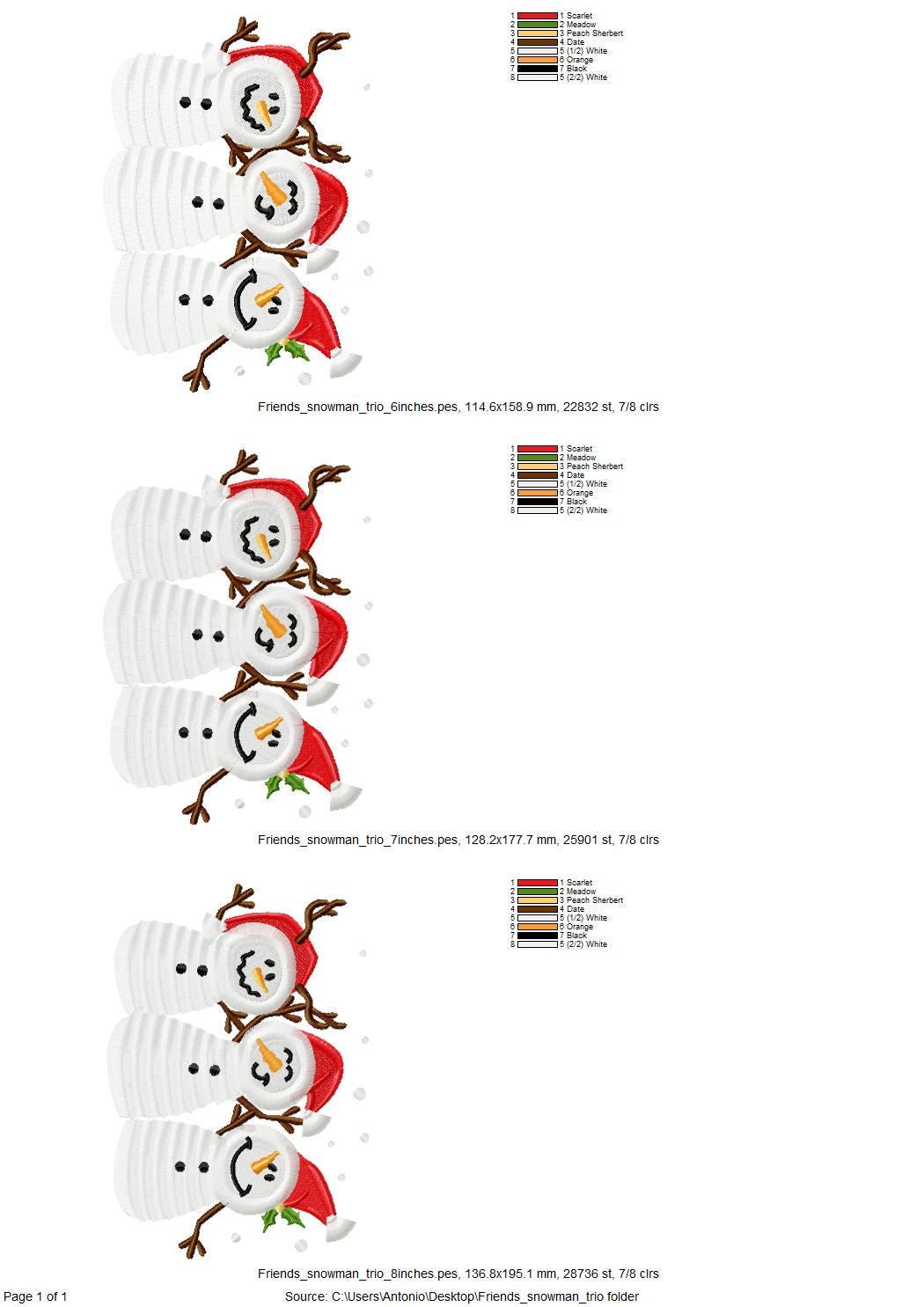 Fringed Snowman Friends Trio