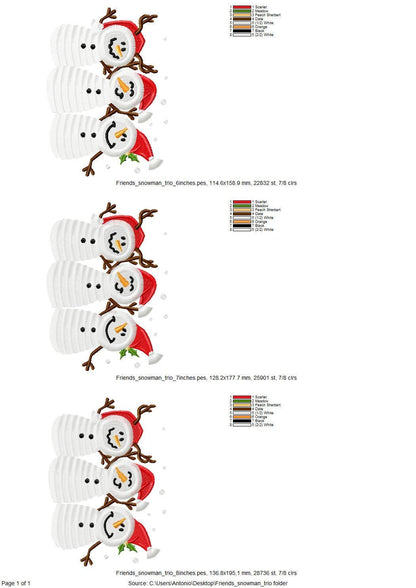 Fringed Snowman Friends Trio