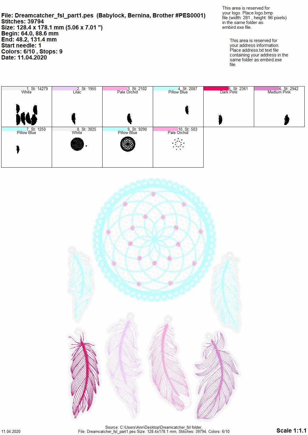 Dream Catcher with Feathers ITH