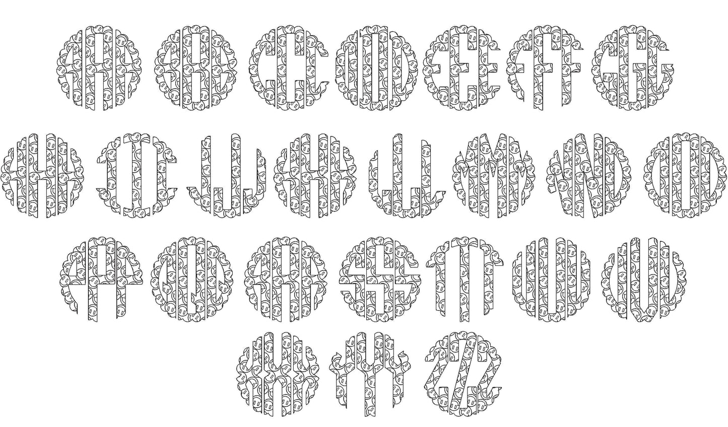 Happy Face Patterned Circle Monogram