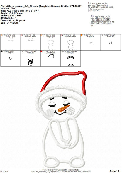 Pretty Little Snowman Applique