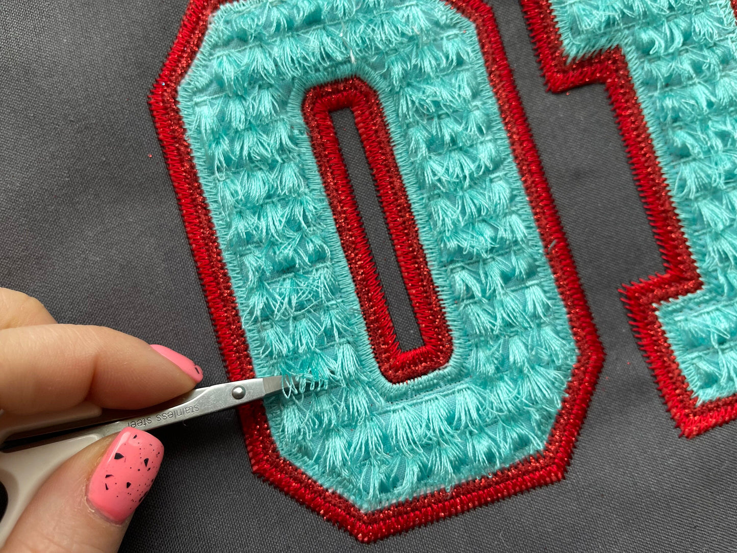 Fringed Glitter HTV Vinyl Font Zig Zag Outline