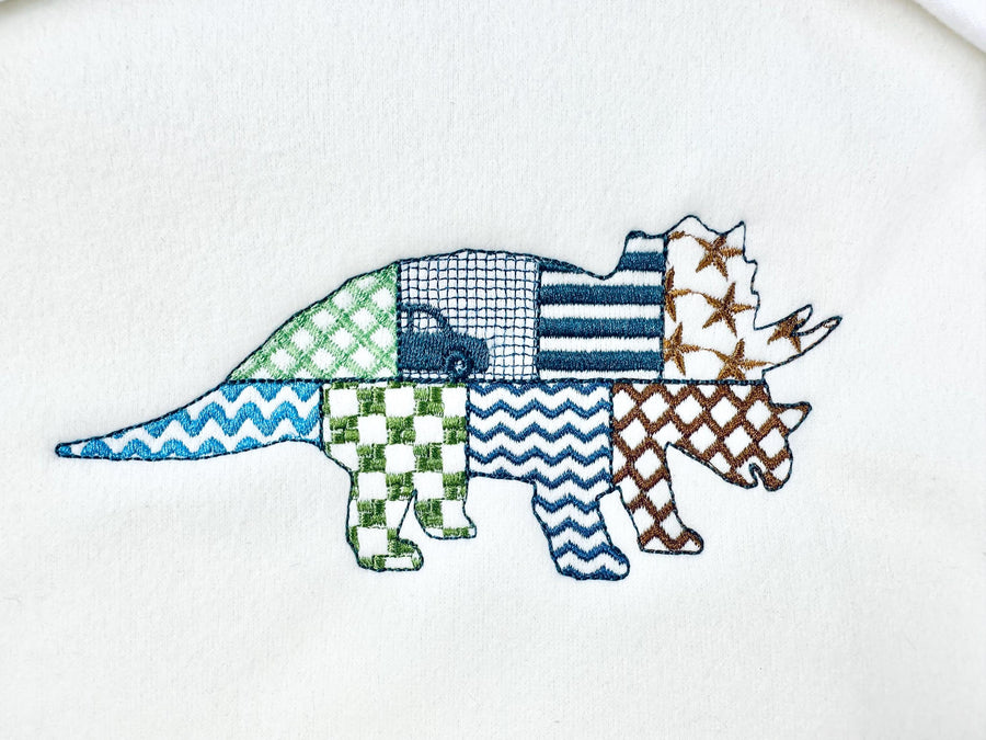 Patchwork Triceratops Dinosaur Jurassic animal Dino silhouette