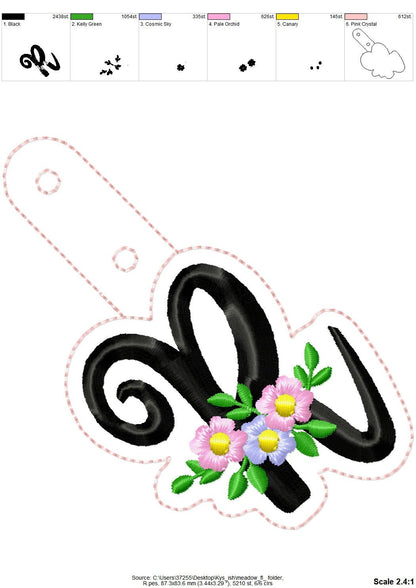 Meadow Floral Monogram Keychain ITH