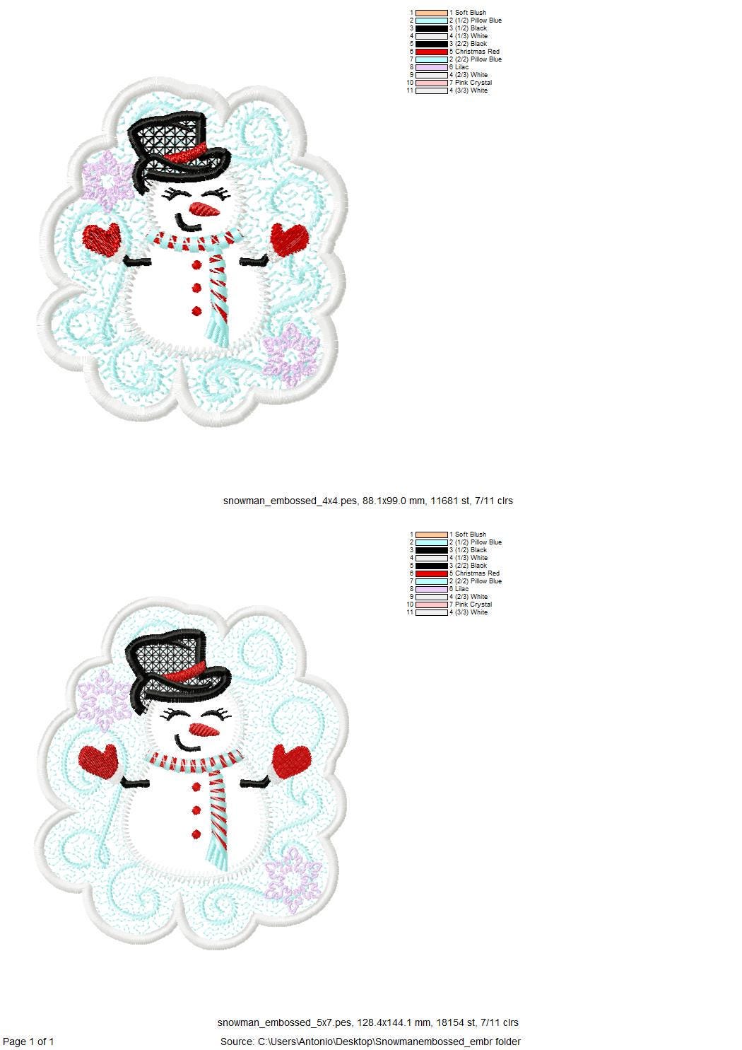 Snowman Embossed Terry Towel