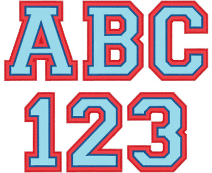 Zig Zag Outline Double Applique Athletic Font
