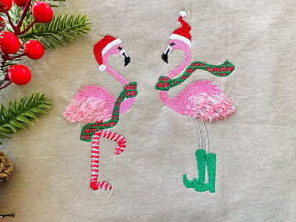 Fringed Christmas Flamingo Santa Hat