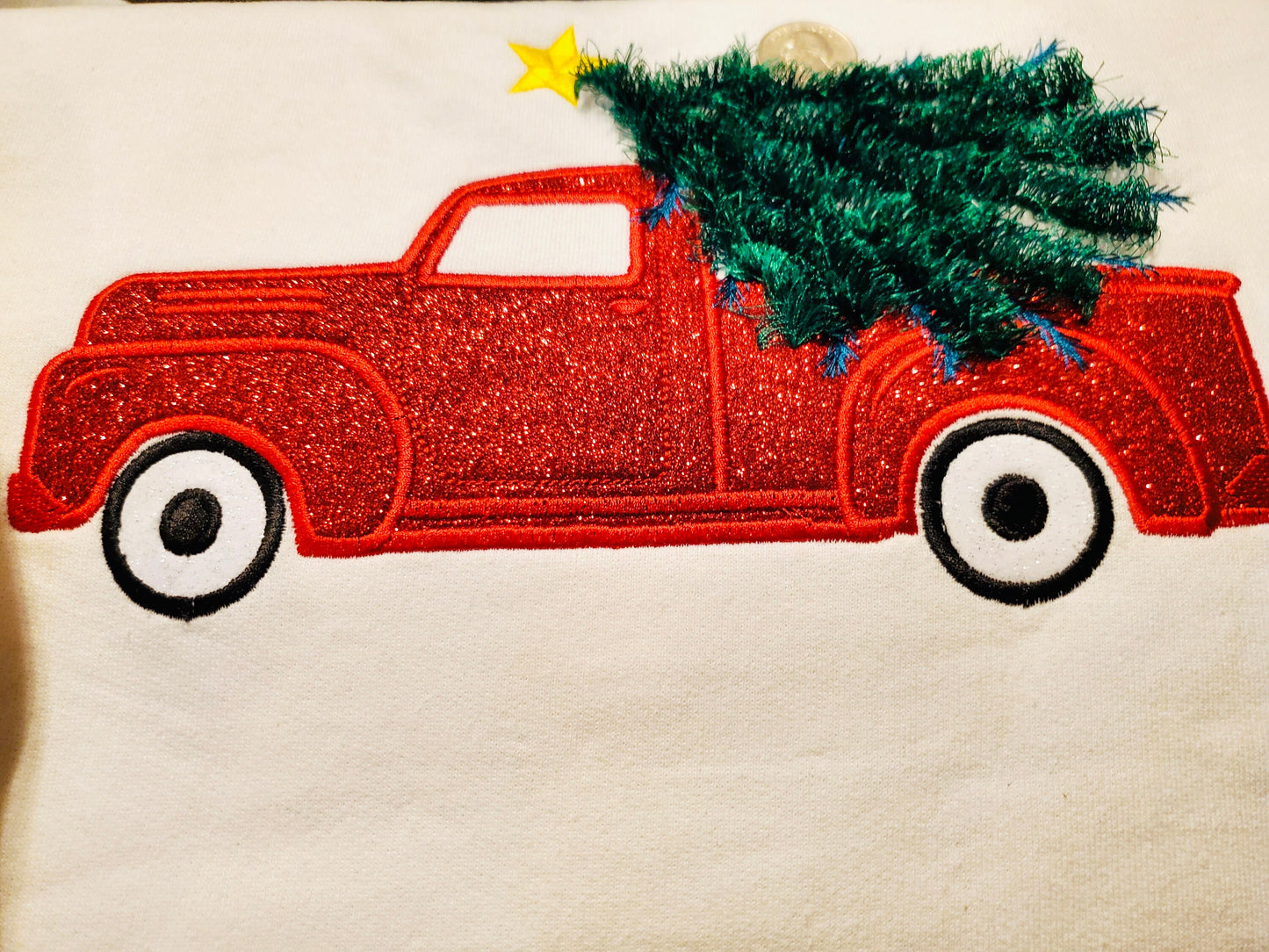 Christmas Gingham Plaid Red Truck