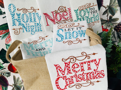 Merry Christmas Towel Quote Set of 6