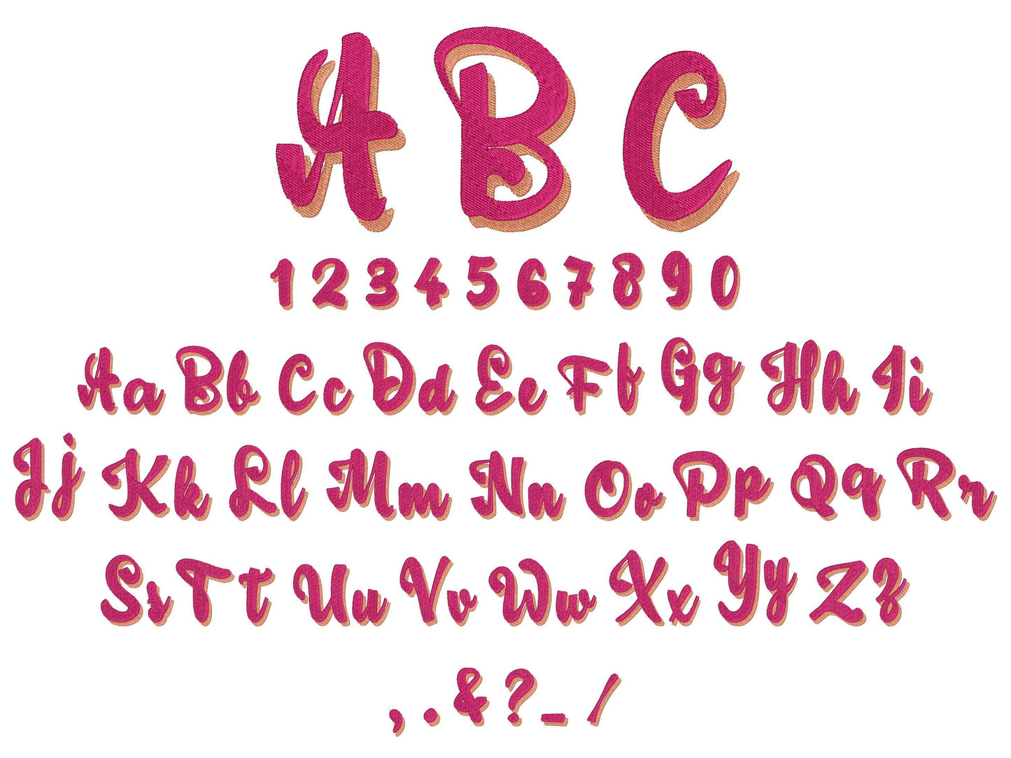 Adeline Script Shadow Font Fill Stitch