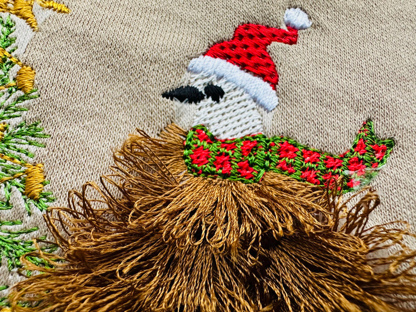 Fringed Santa Chicken and Christmas Tree