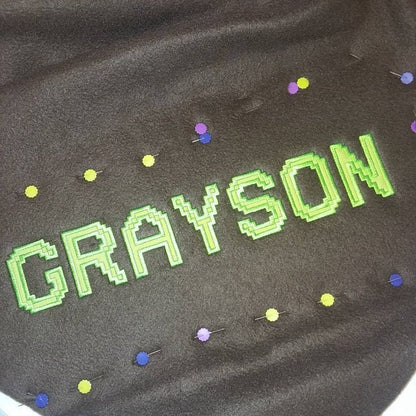 Miner Bricks Pixel Font Applique