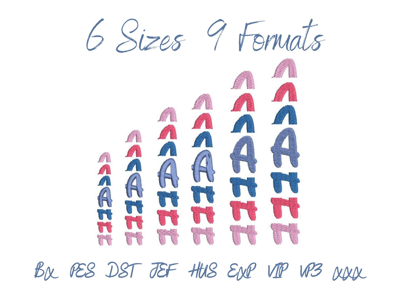 Stacked Font, BX included! fill stitch and outline alphabet letters,