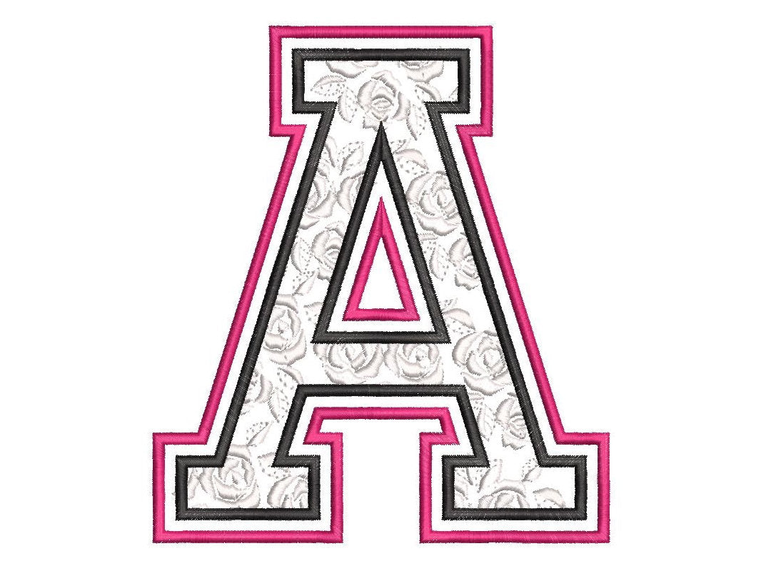 Girls Sport Rose Lace Patterned Font Applique