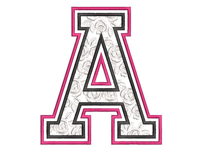 Girls Sport Rose Lace Patterned Font Applique