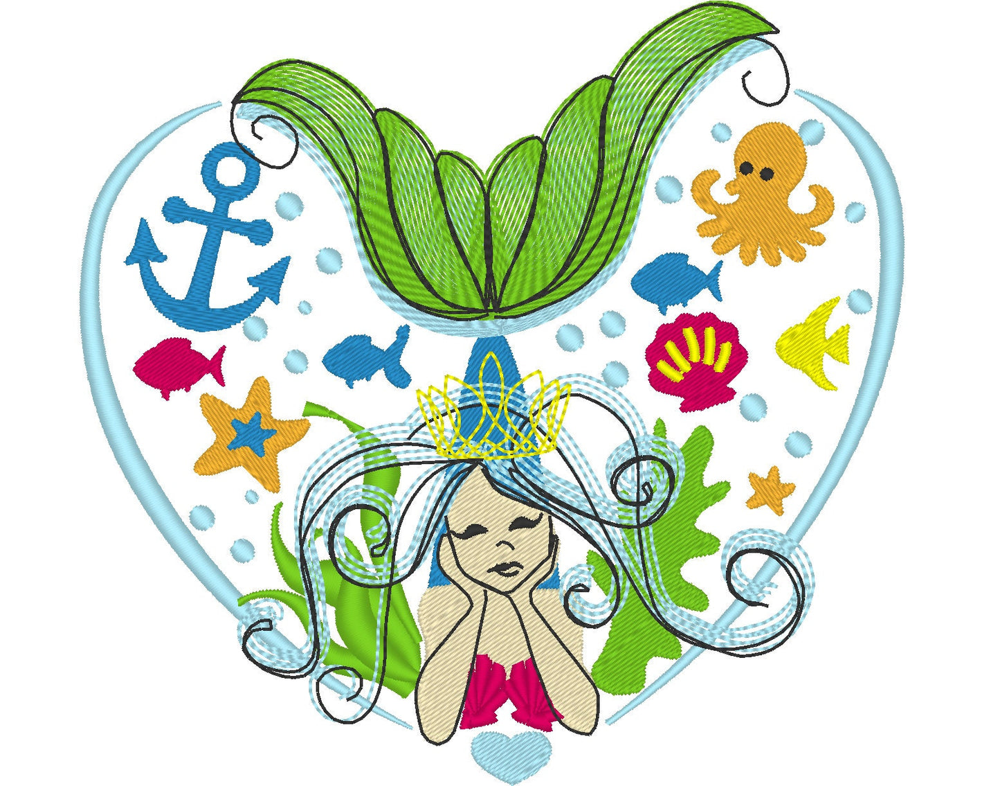 Sea Theme Mermaid Sketch Stitch