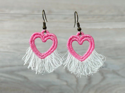 Cute Fringed Heart Earrings