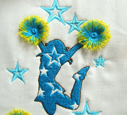 Cheerleader fringed machine embroidery designs multiple sizes for hoop