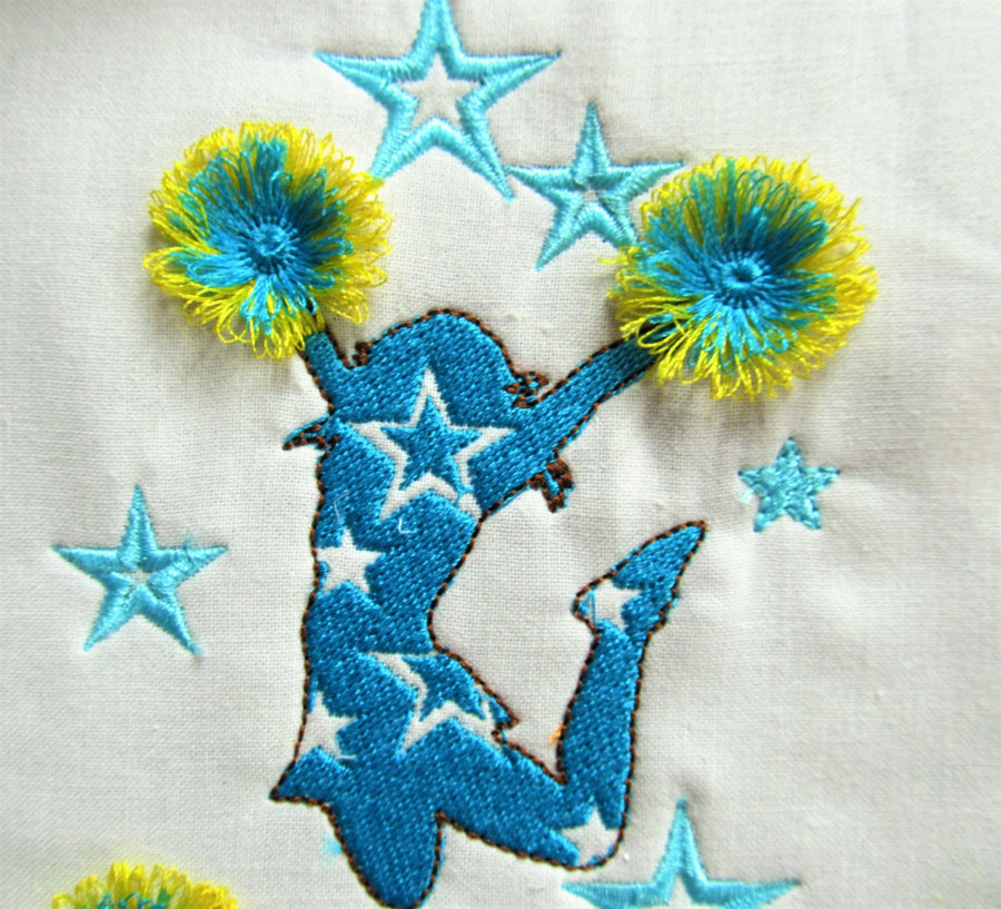 Cheerleader fringed machine embroidery designs multiple sizes for hoop