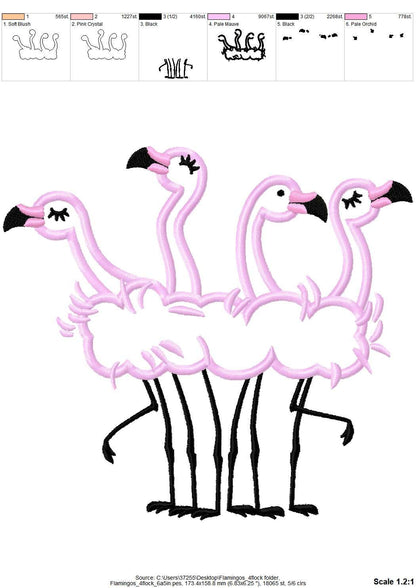Flamingo Applique Flock of 4