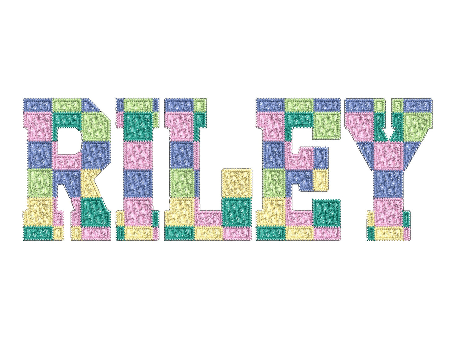 Faux Chenille Patch Block Font