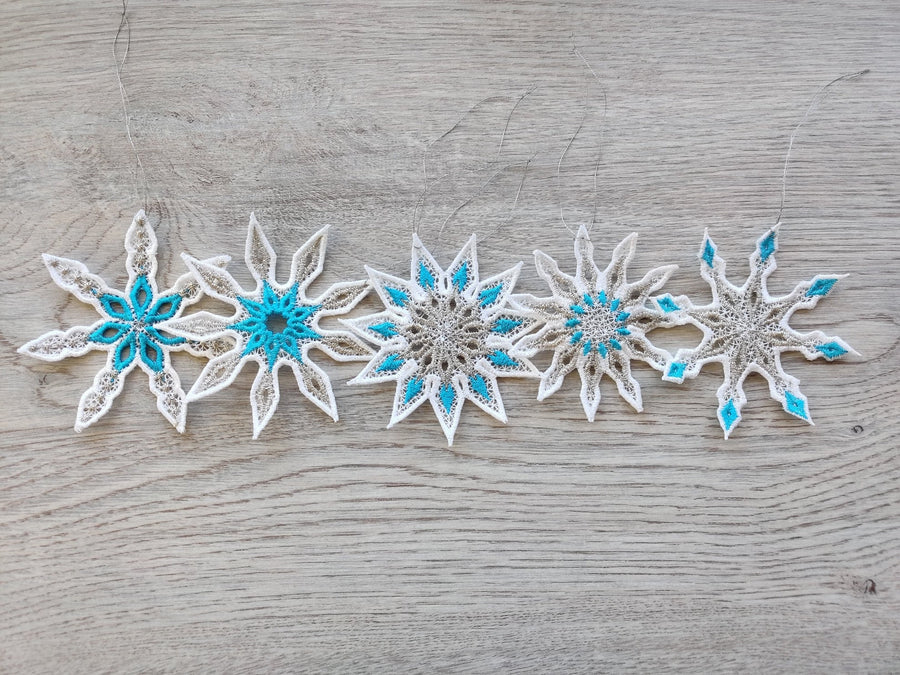 Snowflake Freestanding lace machine embroidery designs SET of 5 types