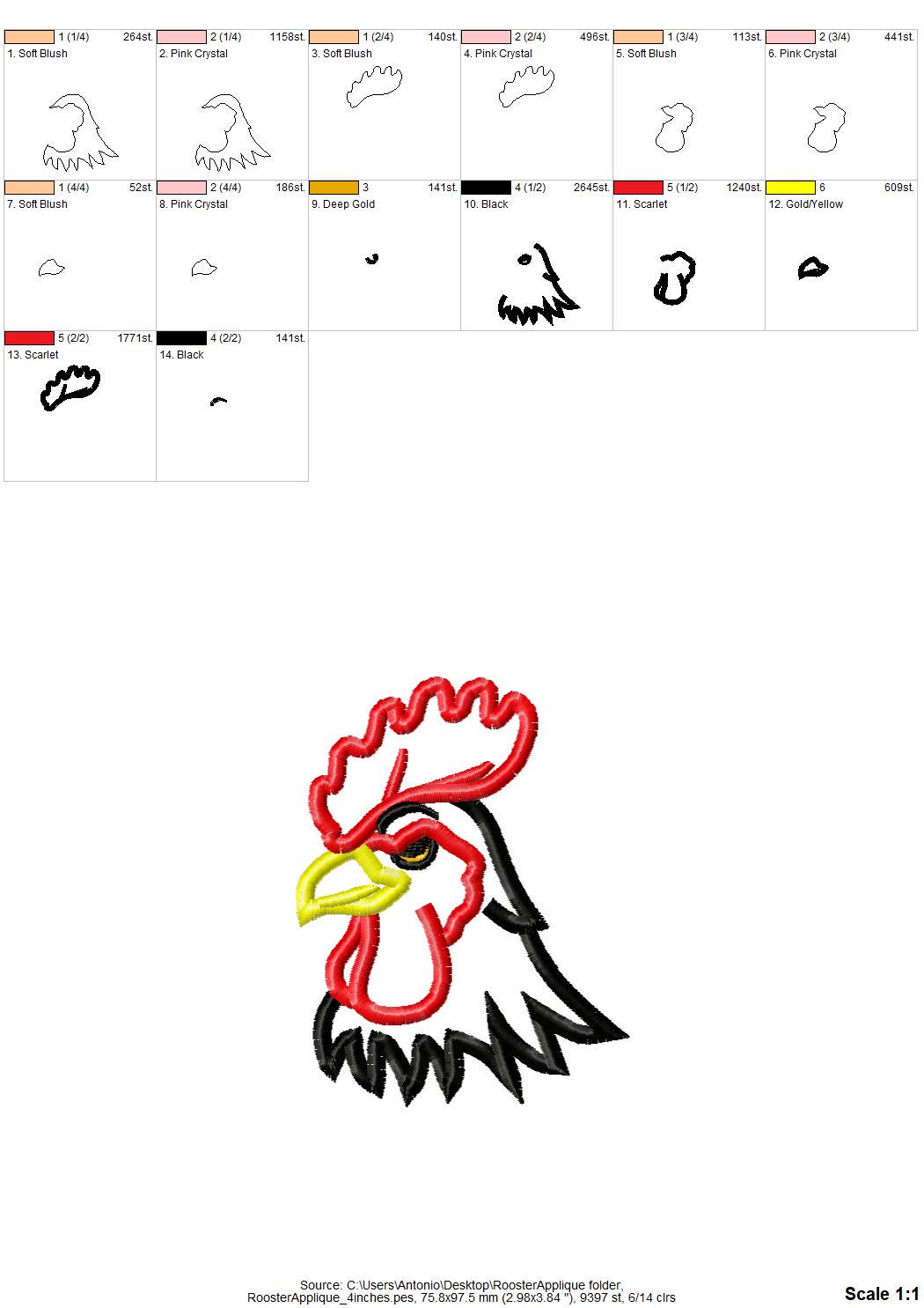 Farm Rooster Applique