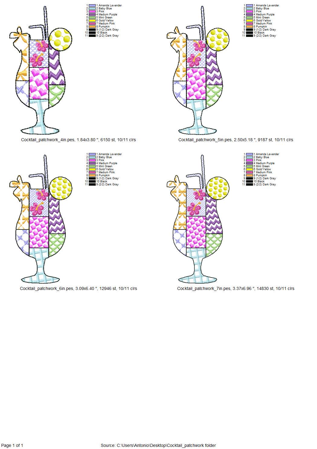 Patchwork Summer Cocktail with a Straw beach pool party drink glass